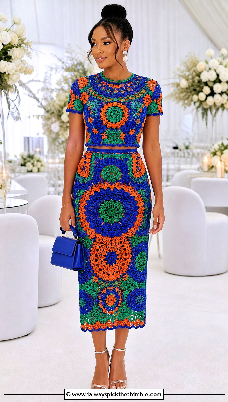 Crochet Two Piece Set Reception Outfit - 20 Crochet Wedding Outfit ideas