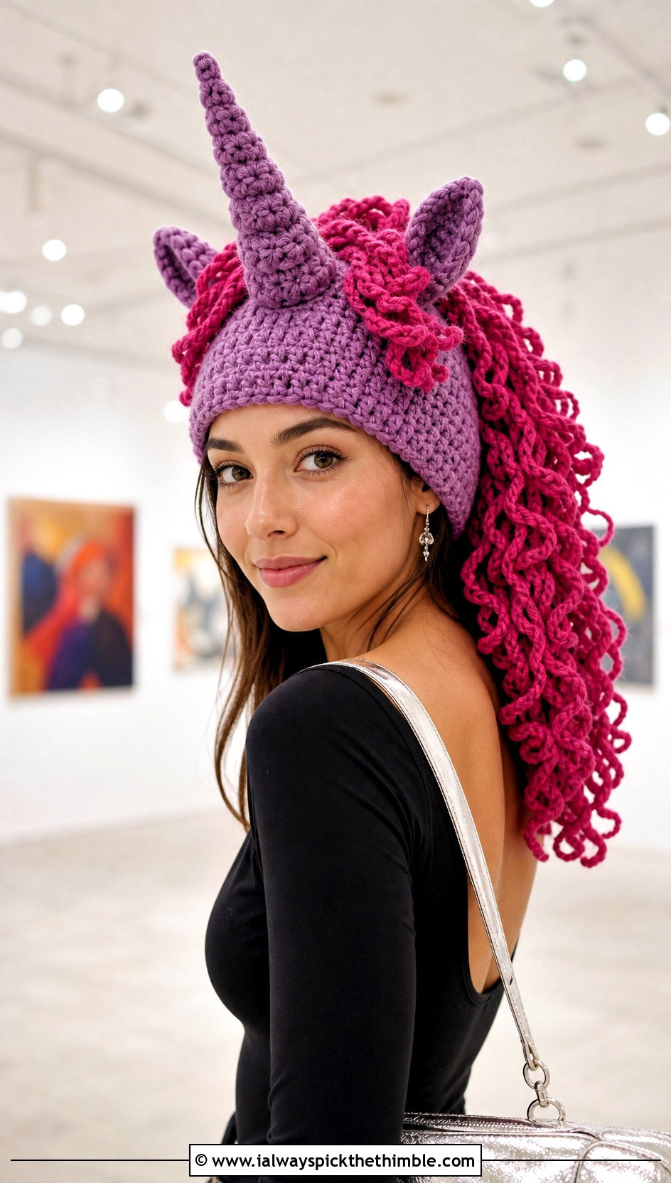 Crochet Unicorn Horn Hat With Satin Midi Skirt - 20 Crochet Character Hat outfit ideas