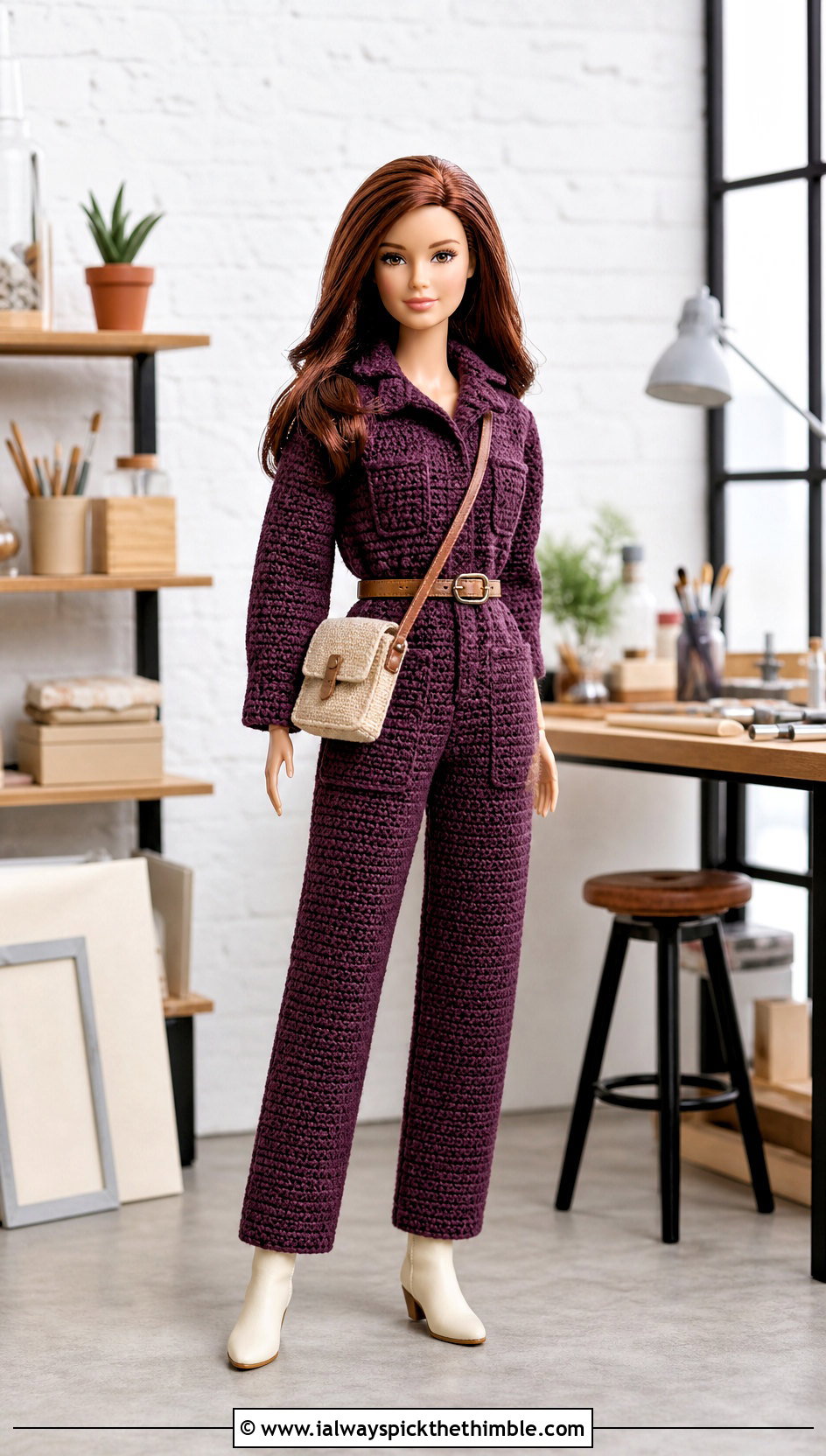 Crochet Utility Jumpsuit With Ankle Boots - 25 crochet doll clothes and outfit ideas
