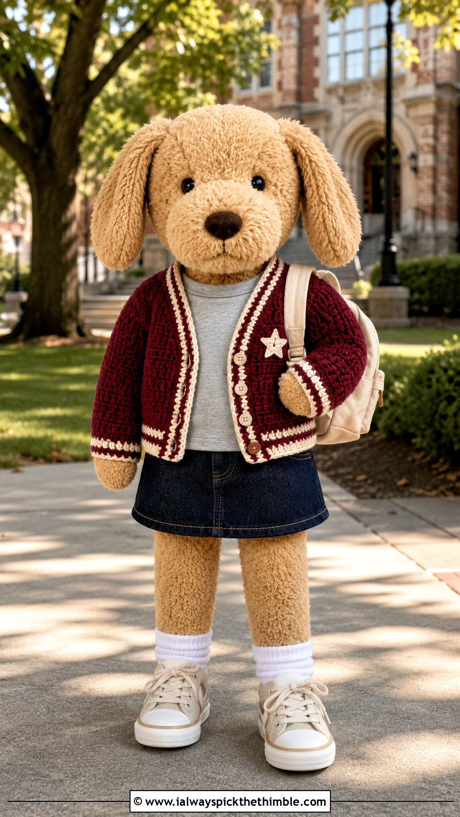 Crochet Varsity Cardigan With Denim Skirt - 25 crochet jellycat clothes and outfit ideas