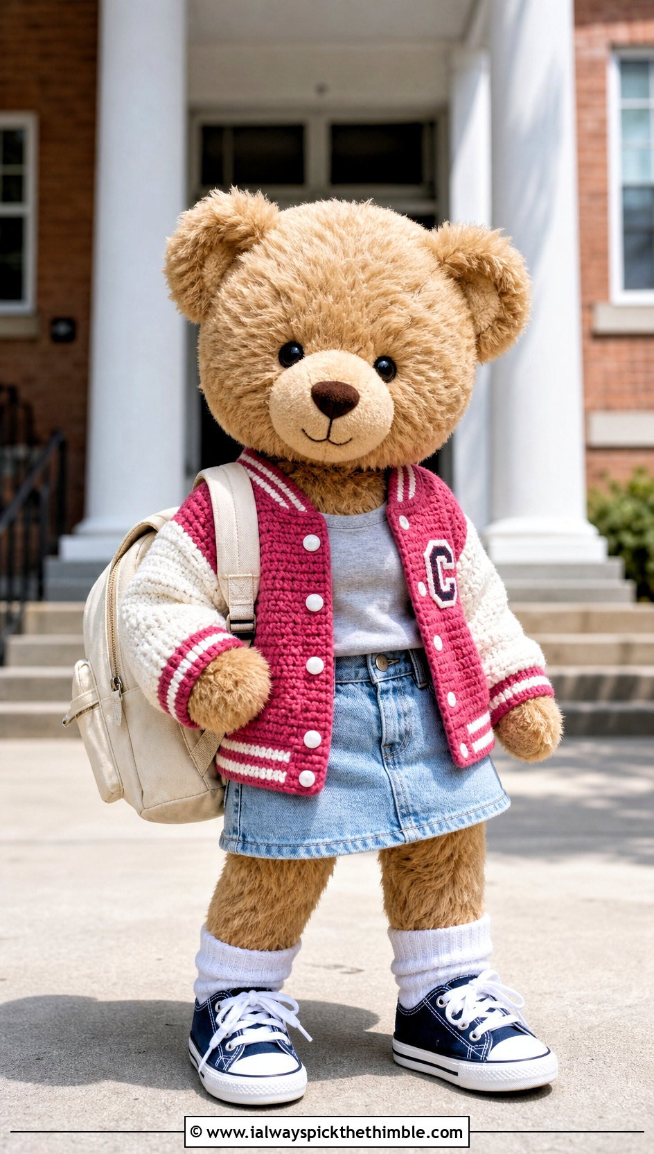 Crochet Varsity Jacket With Denim Skirt - 25 crochet teddy clothes and outfit ideas