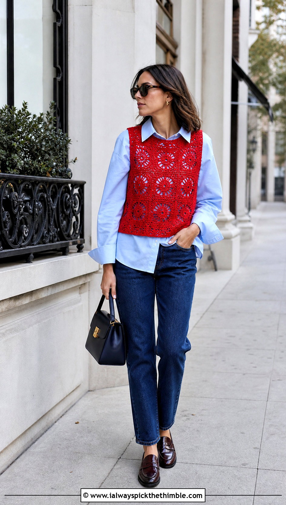 Crochet Vest Top Over A Poplin Shirt - 25 styling crochet tops outfit ideas