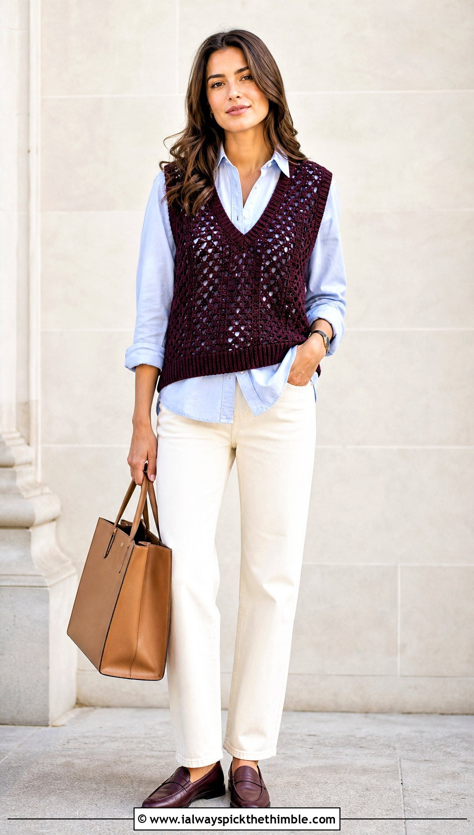 Crochet Vest Top With A Button Down Shirt - 25 crochet top for women outfit ideas