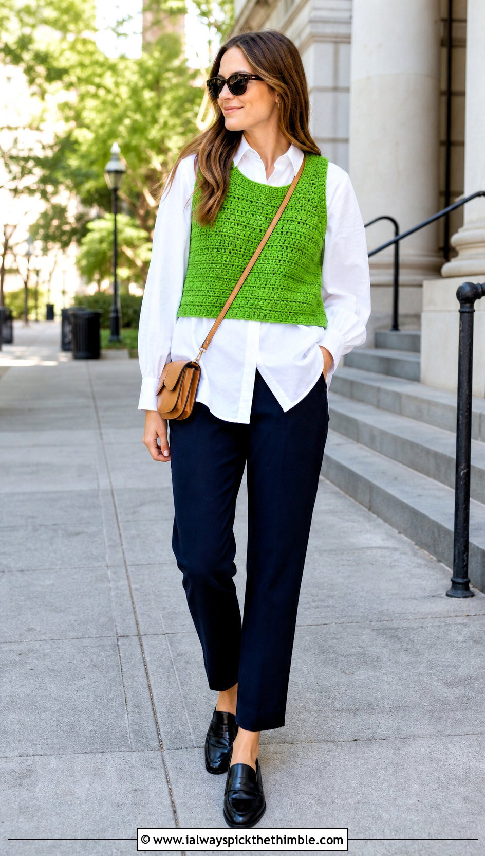 Crochet Vest Top With Button Down Shirt - 20 unique crochet top outfit ideas