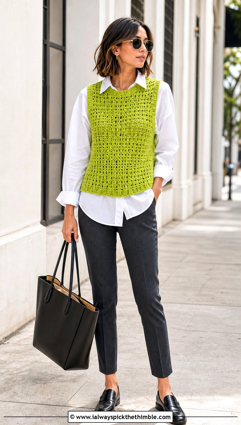 Crochet Vest Top With Button Down Shirt - 25 Fast Crochet Top outfit ideas