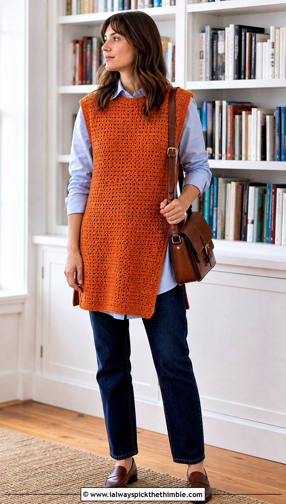 Crochet Vest Top With Poplin Shirt And Jeans - 20 crochet top not cropped outfit ideas
