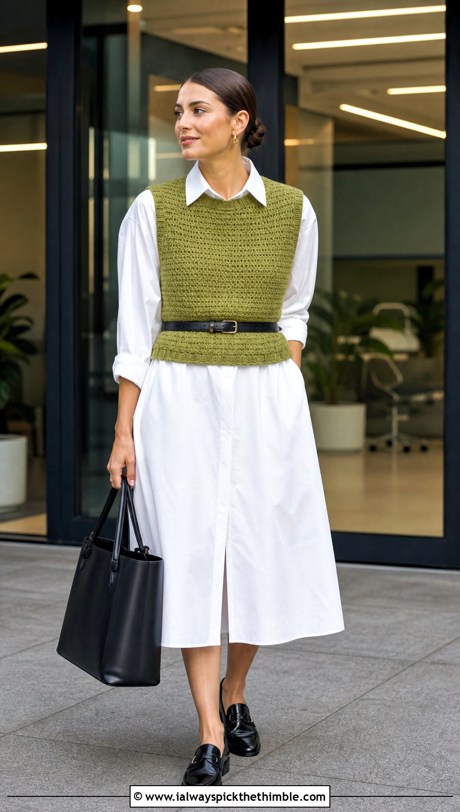 Crochet Vest Top With Shirt Dress - 20 Dresses With Crochet Top outfit ideas