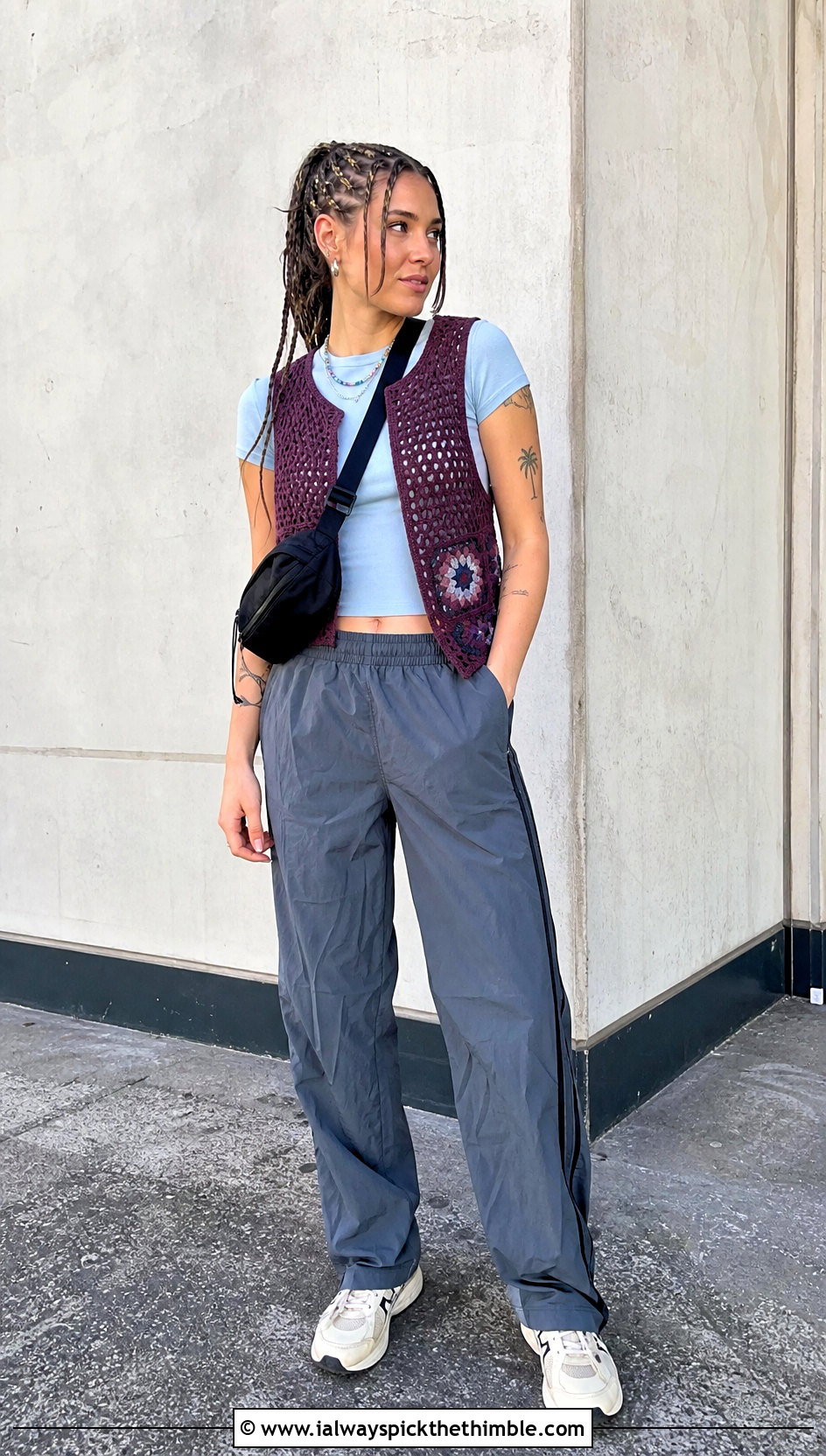Crochet Vest Top With Track Pants - 25 Crochet Top Festival Outfit ideas