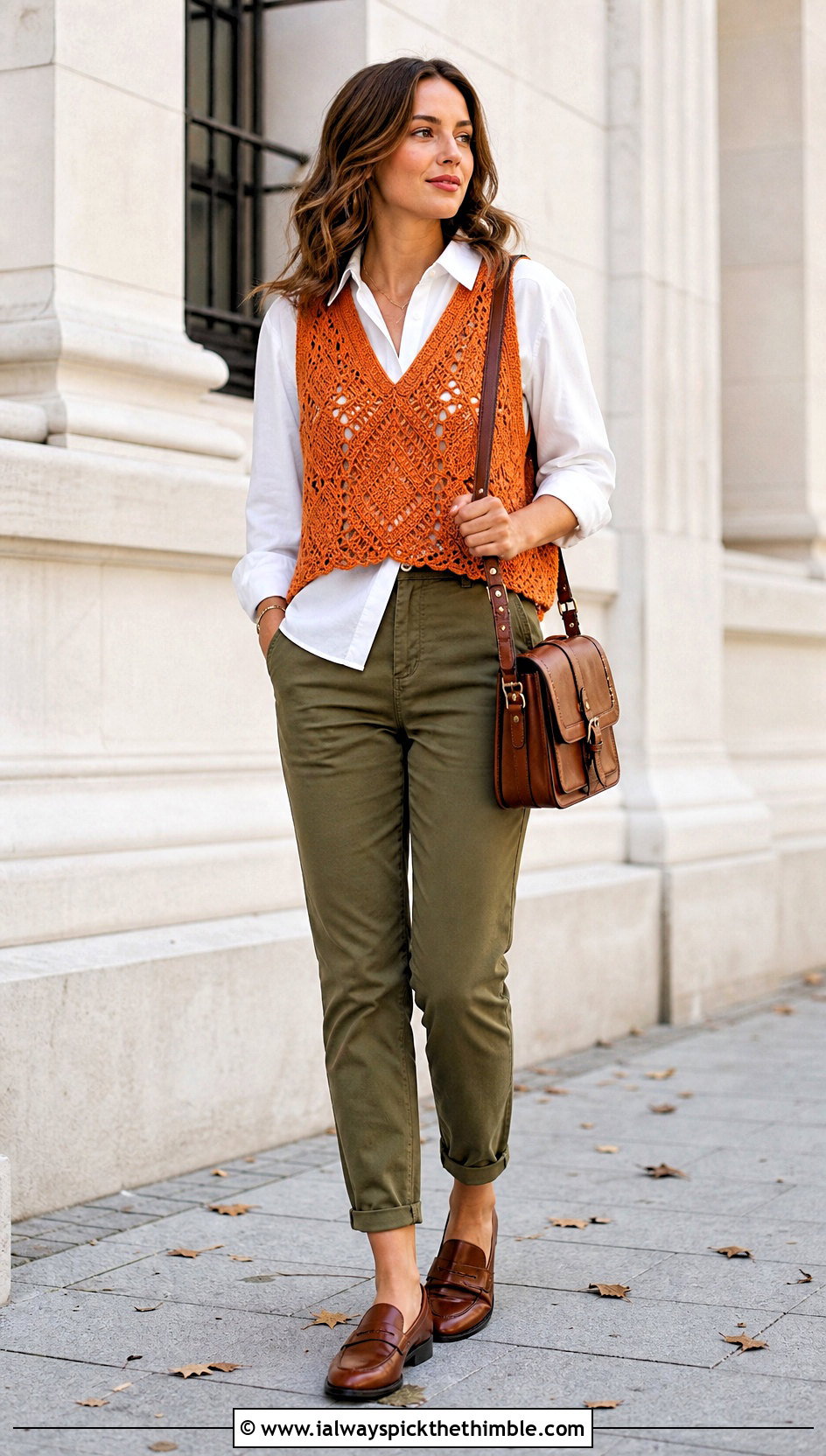 Crochet Vest Top With White Shirt And Chinos - 25 crochet tops for women outfit ideas