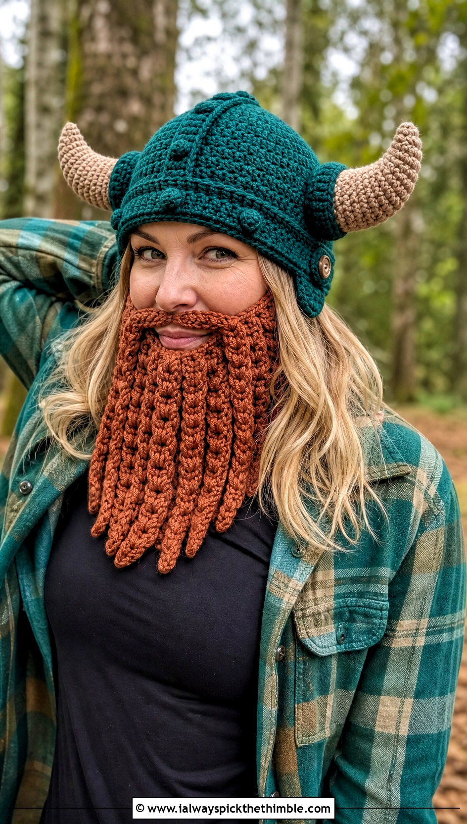 Crochet Viking Hat With Beard And Plaid Shacket - 25 crochet viking hat outfit ideas
