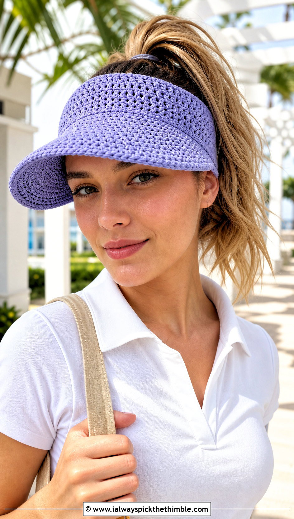 Crochet Visor Hat With Polo Dress - 25 Crochet Hats For Women outfit ideas