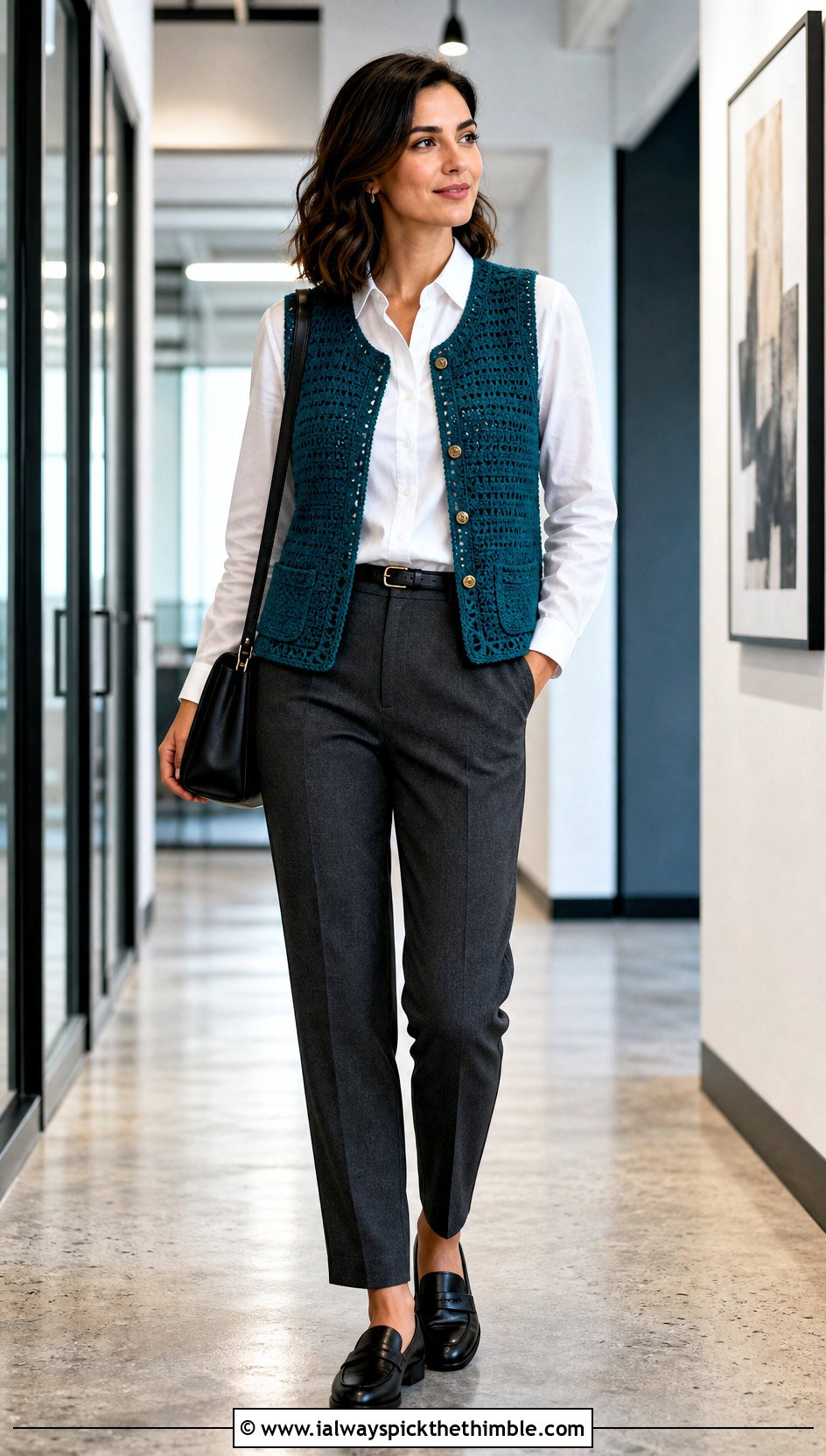 Crochet Waistcoat With Button Down And Trousers - 20 Crochet Professional Clothes and outfit ideas