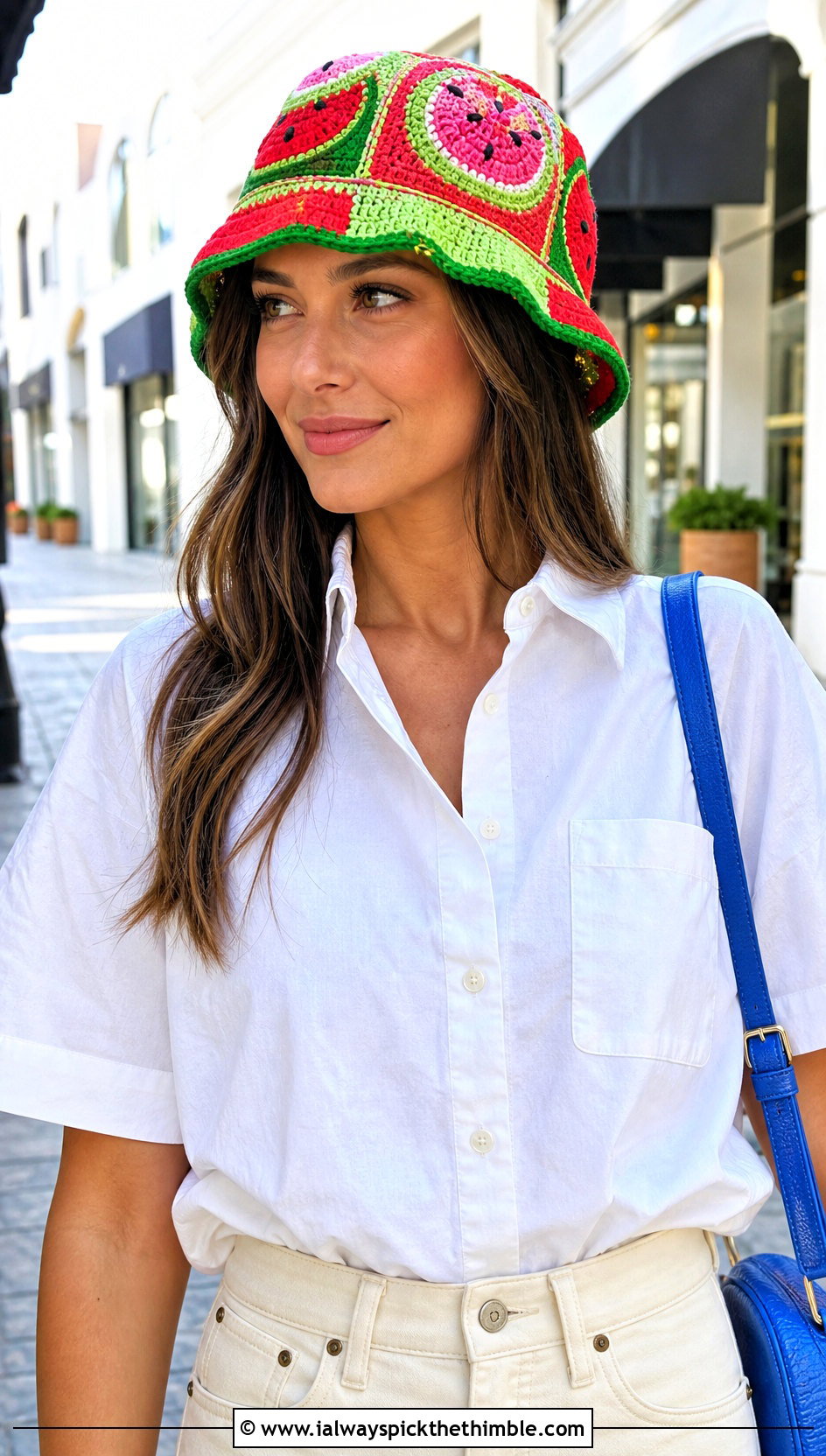 Crochet Watermelon Granny Square Hat With White Separates - 20 crochet watermelon hat outfit ideas