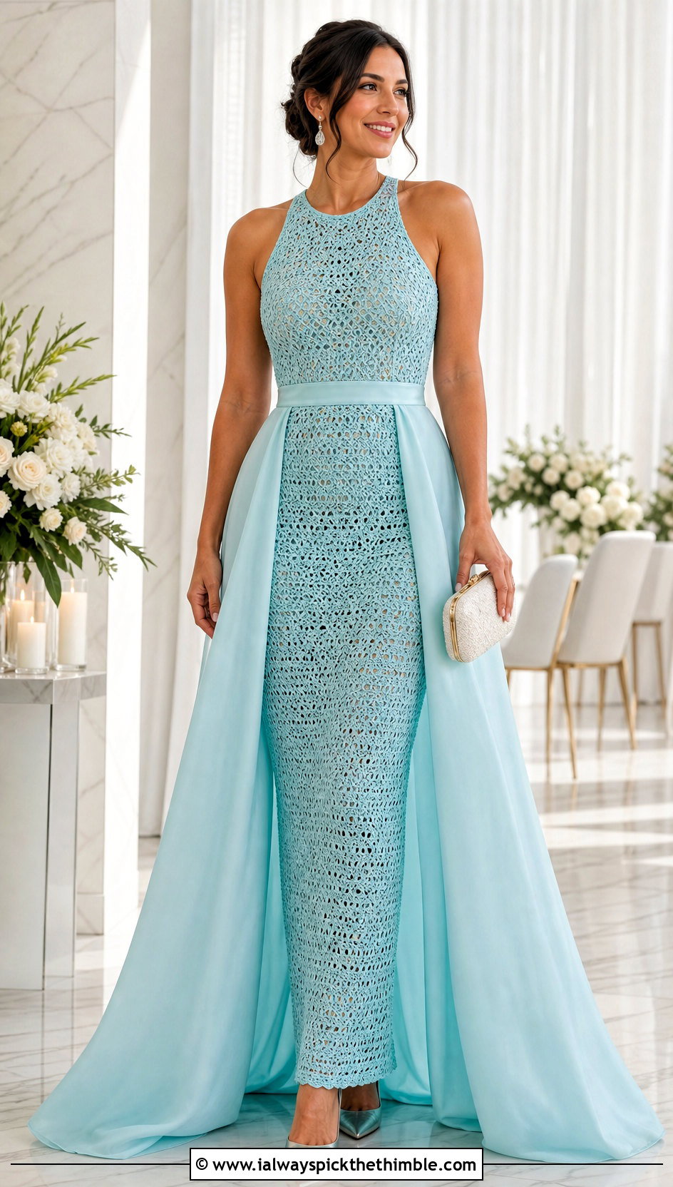 Crochet Wedding Dress With Detachable Overskirt And Pumps - 15 Elegant Crochet Wedding Dress outfit ideas