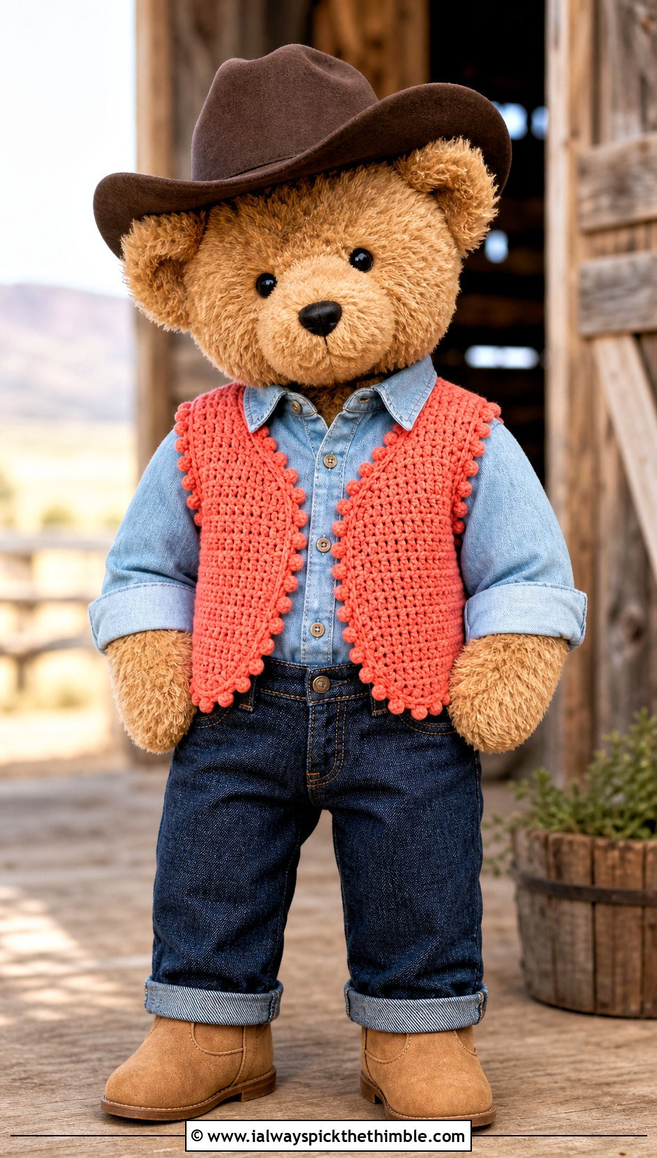 Crochet Western Vest With Denim Shirt - 25 crochet teddy clothes and outfit ideas