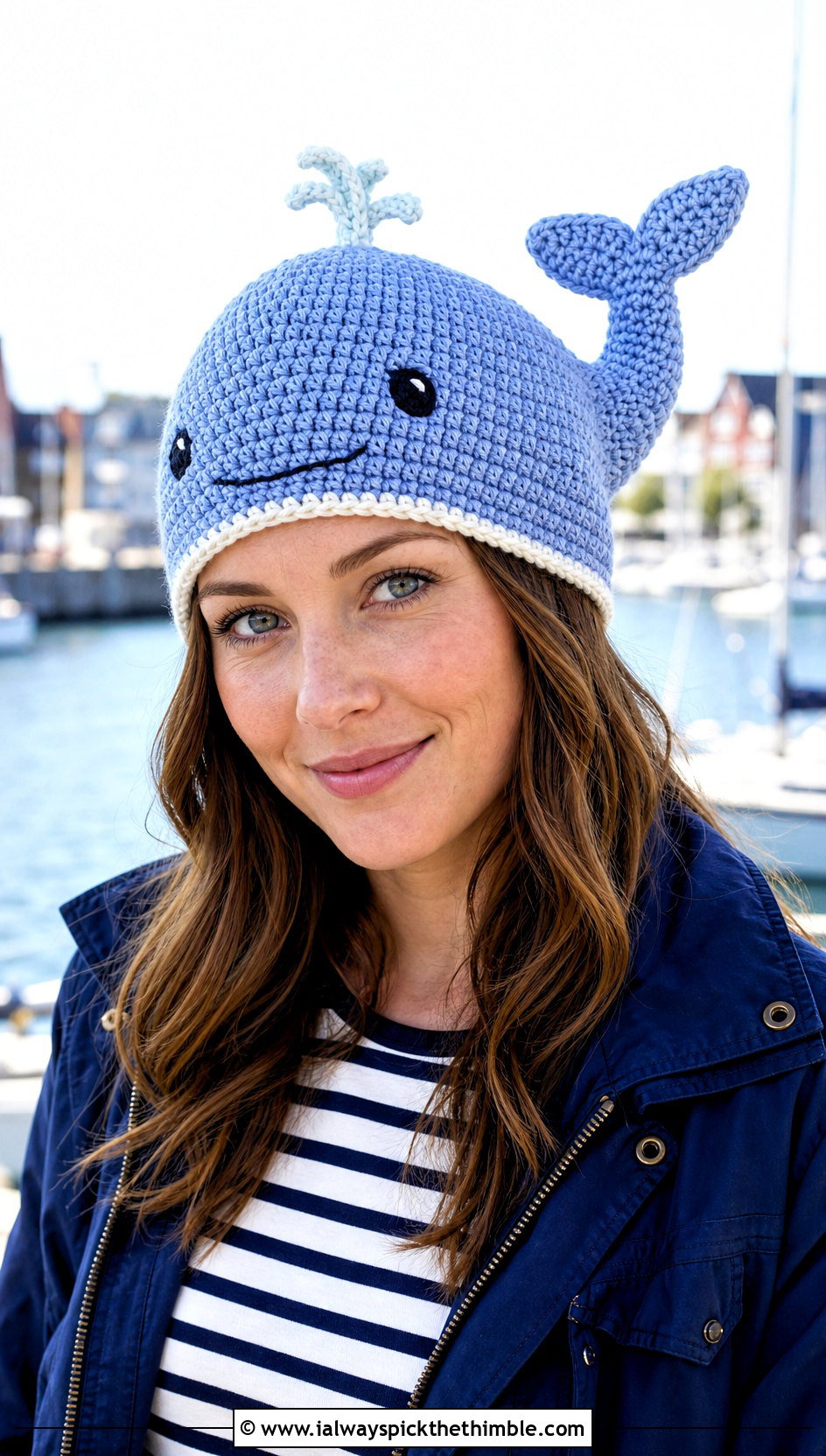 Crochet Whale Beanie With Nautical Outfit - 25 crochet character hats outfit ideas