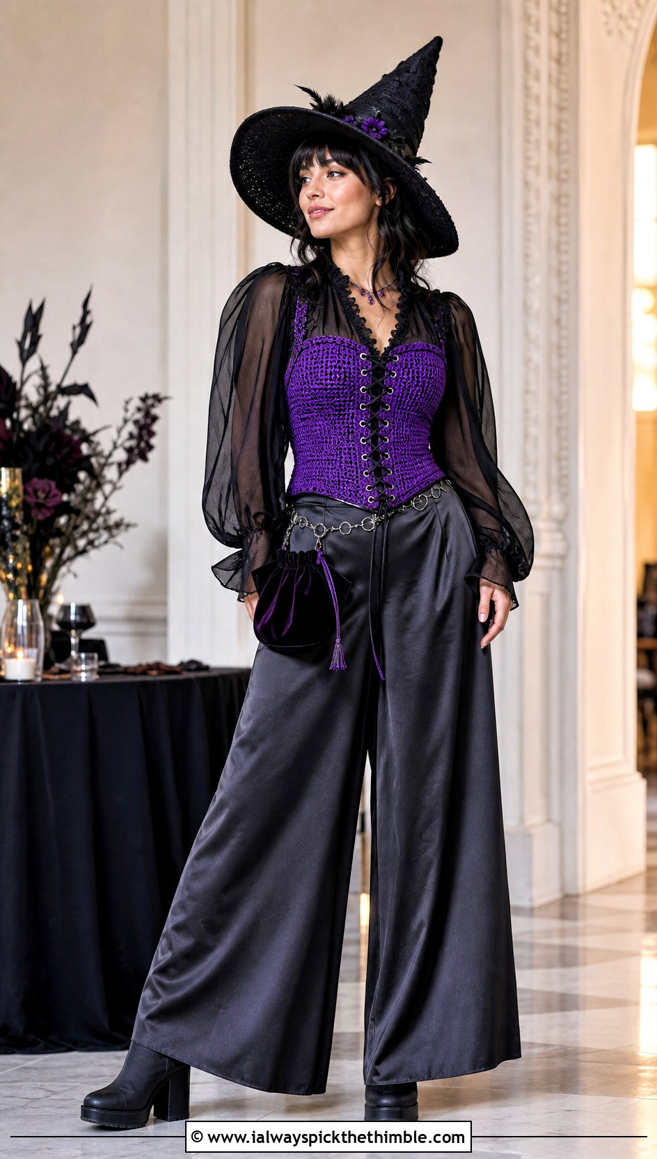 Crochet Witch Corset Top With Wide Leg Pants - 20 crochet witch costume outfit ideas