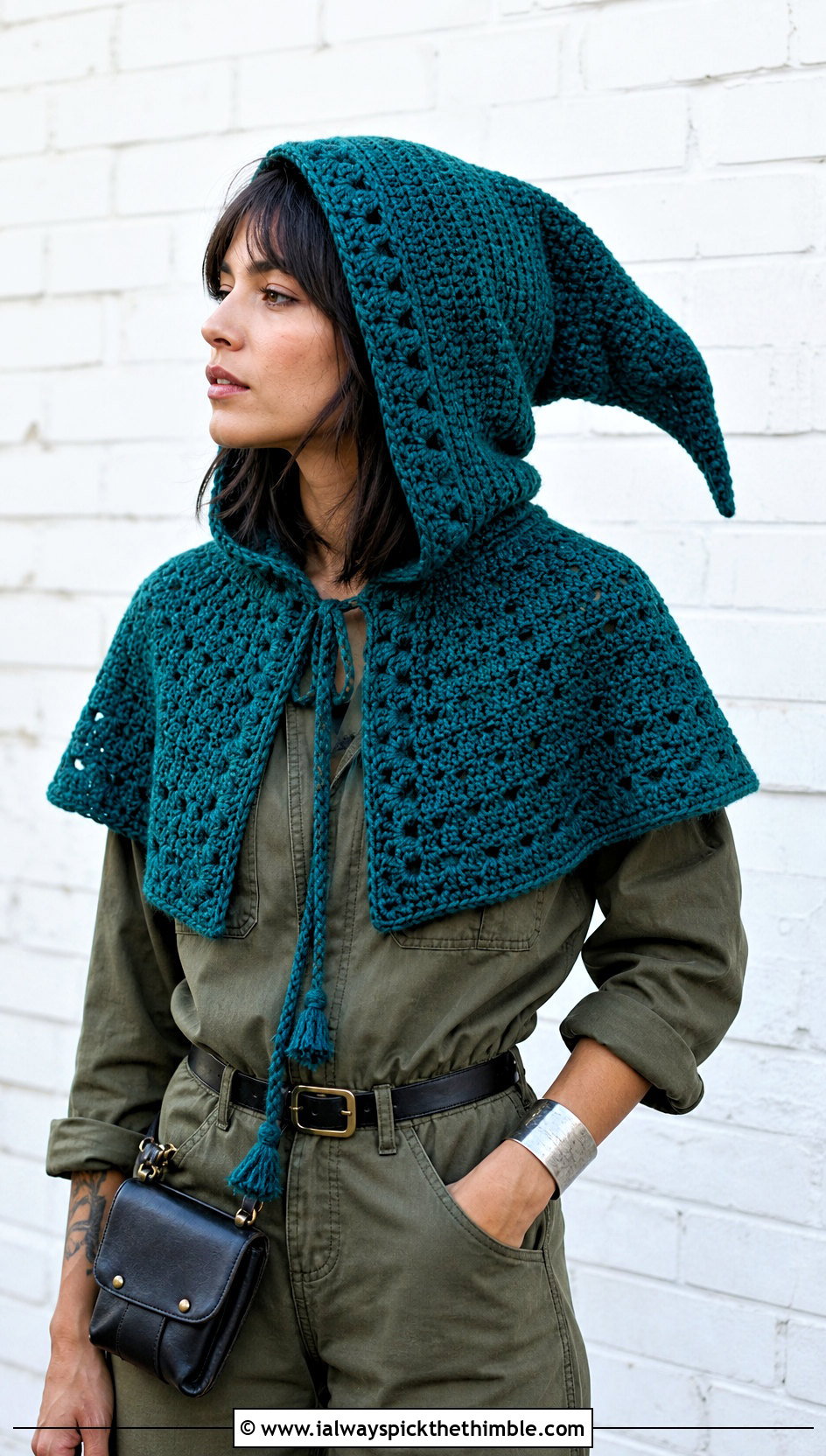 Crochet Witch Hood With Utility Jumpsuit - 20 crochet witch costume outfit ideas