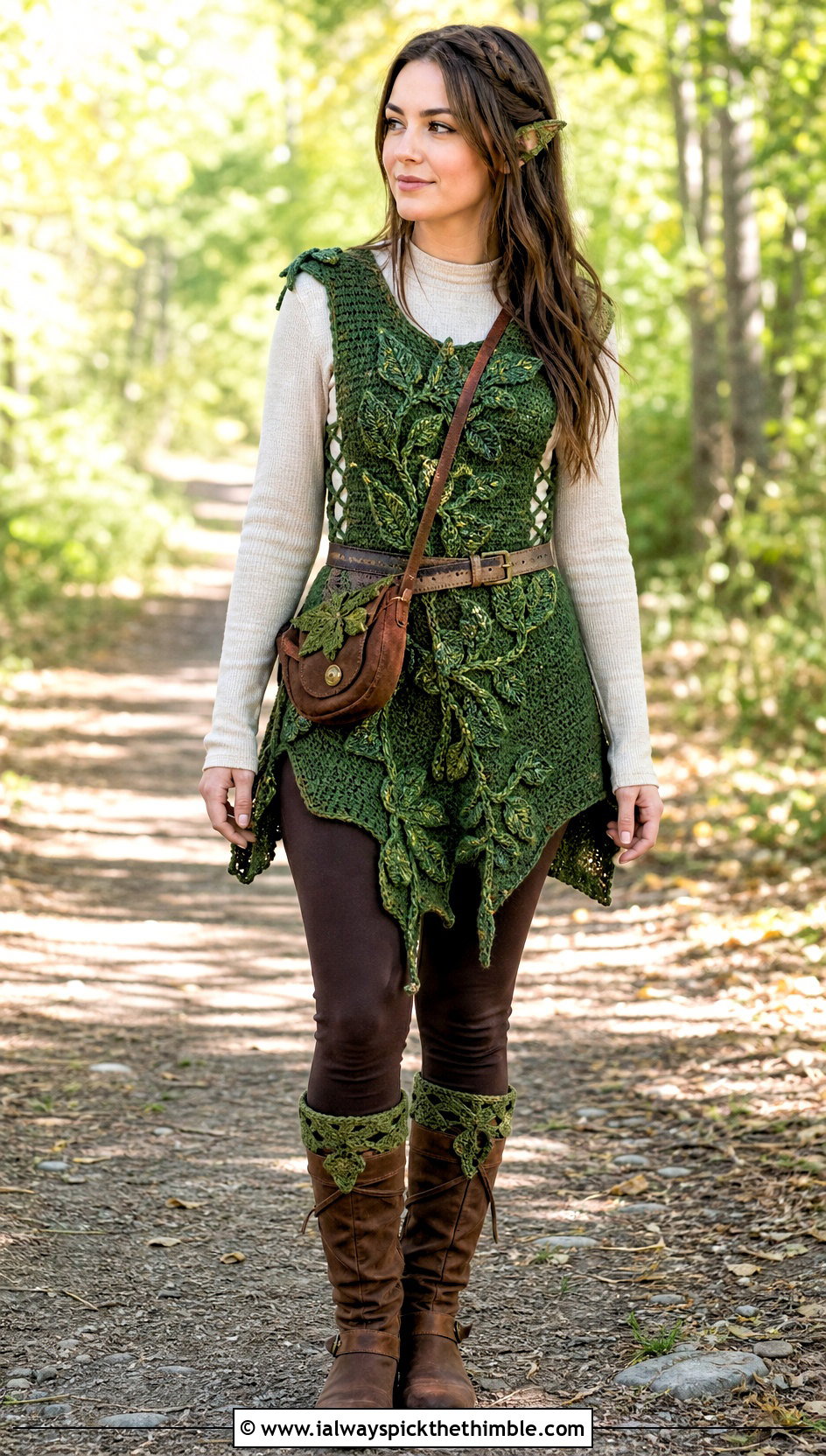 Crochet Woodland Elf Tunic Costume With Knee High Boots - 15 Crochet Costume outfit ideas