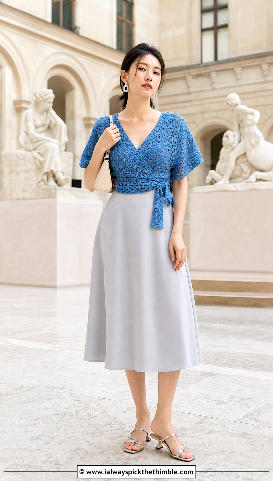 Crochet Wrap Top With A Midi Skirt - 25 crochet top for women outfit ideas