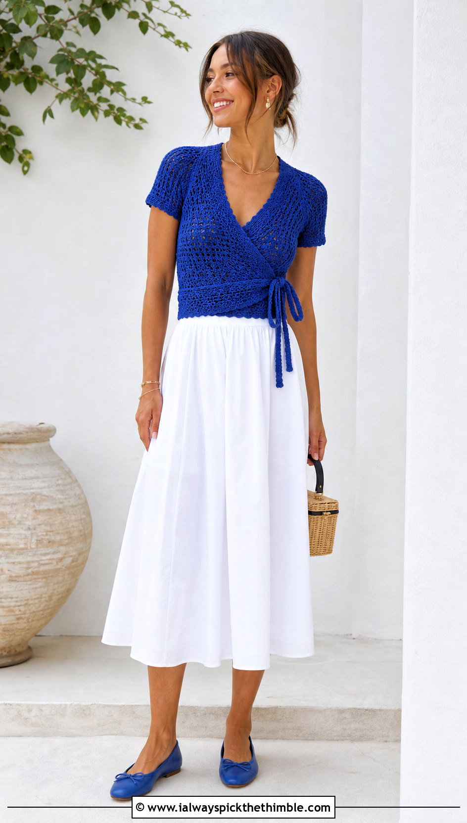 Crochet Wrap Top With Full Midi Skirt - 25 Fast Crochet Top outfit ideas