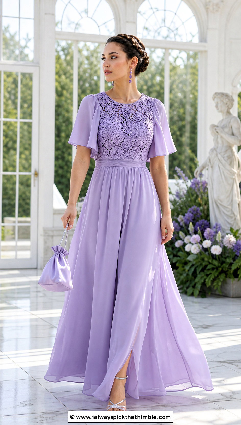 Crochet and Chiffon Bridal Dress With Strappy Heels - 20 crochet bridal dress outfit ideas