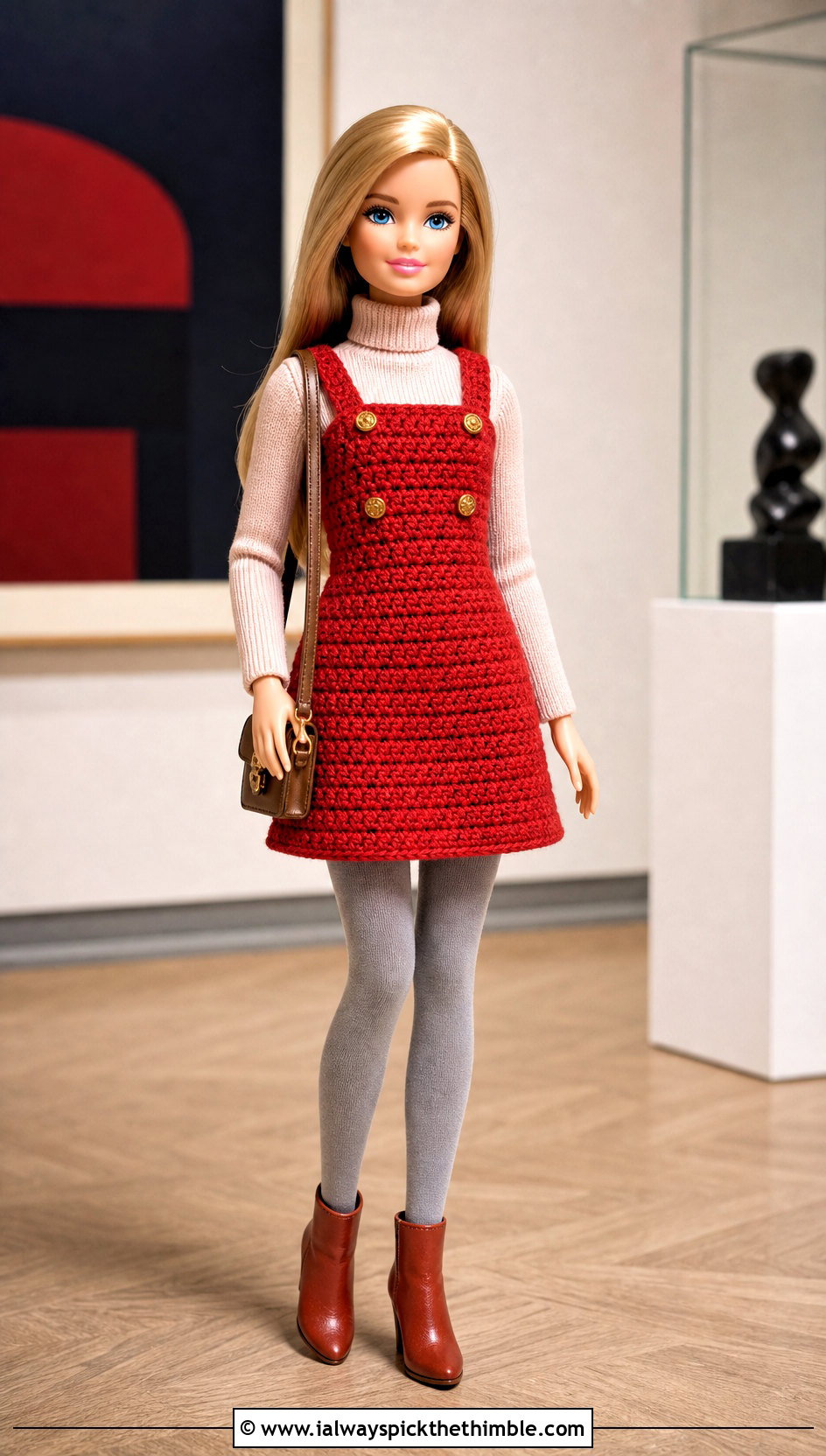 Crocheted A Line Pinafore Dress With Turtleneck - 20 Crocheted Barbie Clothes and outfit ideas