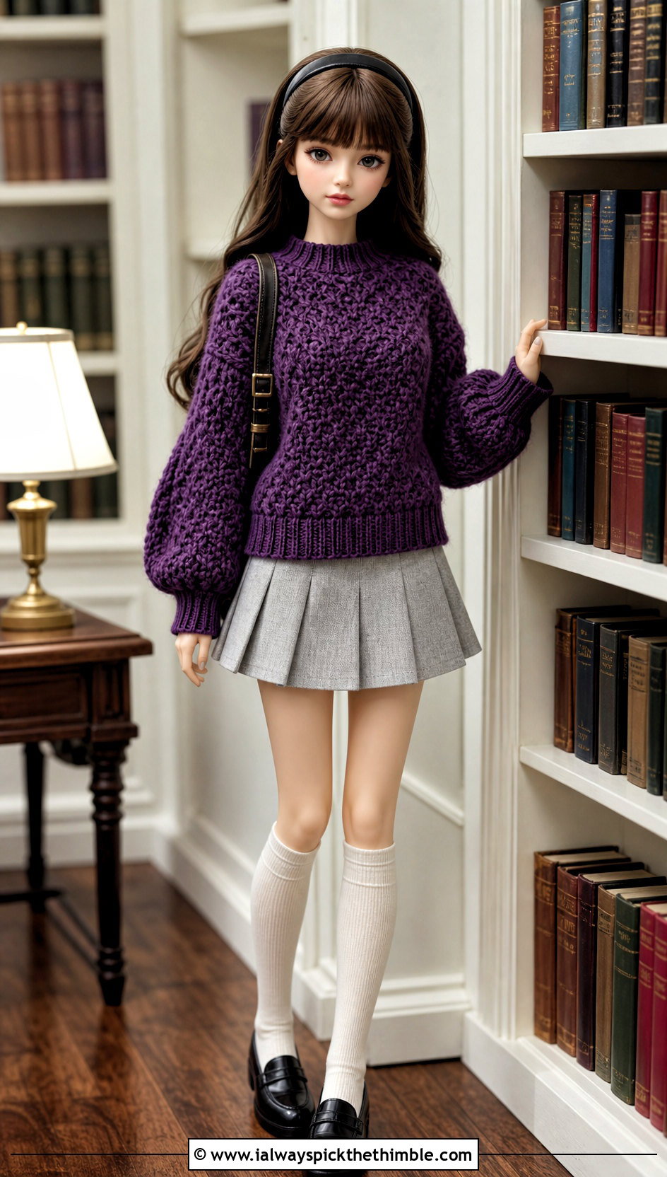 Crocheted Balloon Sleeve Sweater With Pleated Skirt - 20 Crocheted Barbie Clothes and outfit ideas