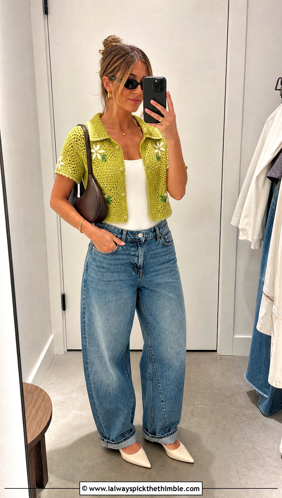 Cropped Bode Crochet Shirt With Barrel Jeans - 20 Bode Crochet Shirt outfit ideas