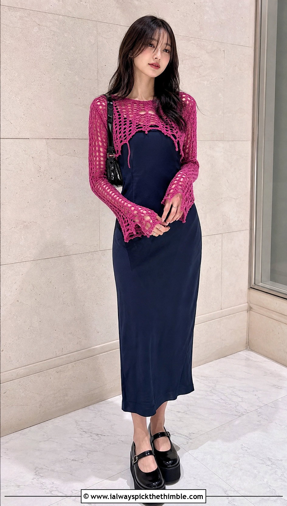 Cropped Bolero Crochet Grunge Top With Column Dress - 20 crochet grunge top outfit ideas