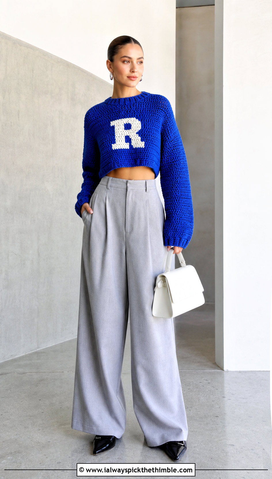 Cropped Crochet Ron Weasley Sweater With Wide Leg Trousers - 20 Crochet Ron Weasley Sweater outfit ideas