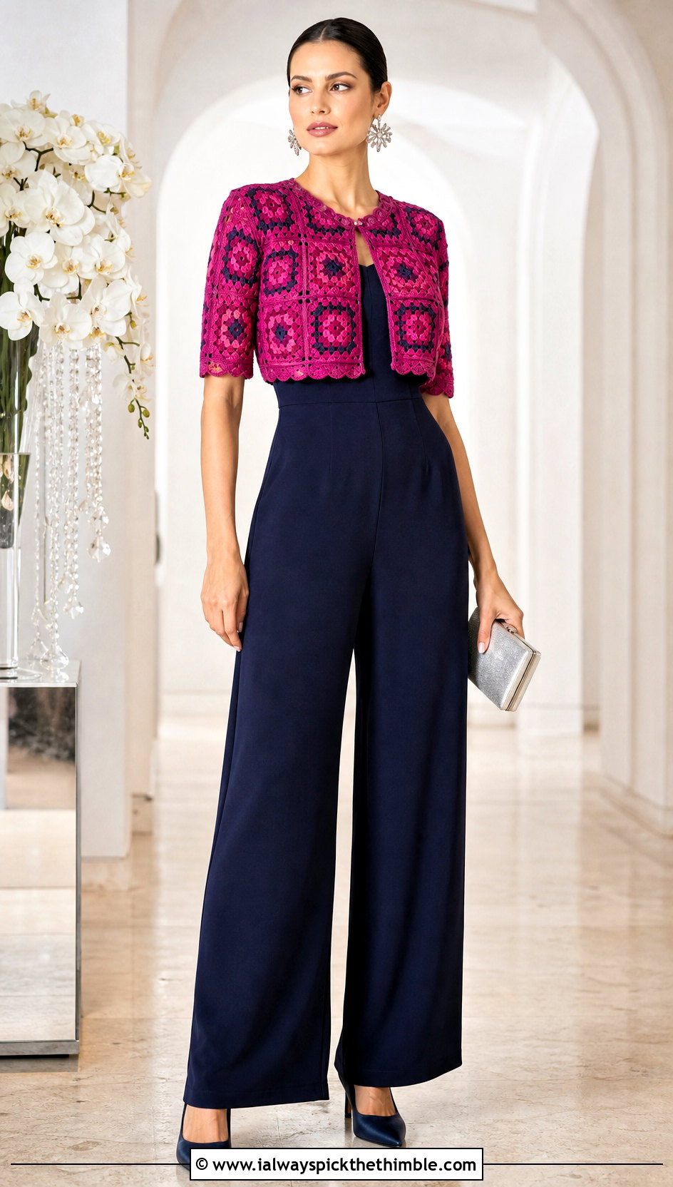 Cropped Granny Square Bolero Cardigan With Jumpsuit - 20 Cropped Granny Square Cardigan outfit ideas