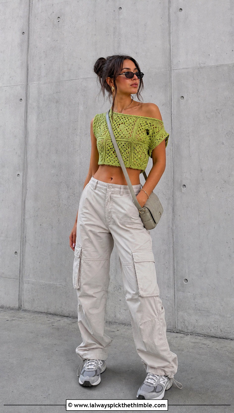 Cropped Granny Square Off The Shoulder Top With Cargo Pants - 20 Granny Square Off The Shoulder Top outfit ideas