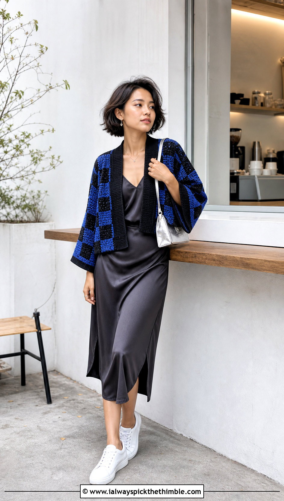 Cropped Tanjiro Crochet Kimono With Slip Dress - 20 tanjiro crochet kimono outfit ideas