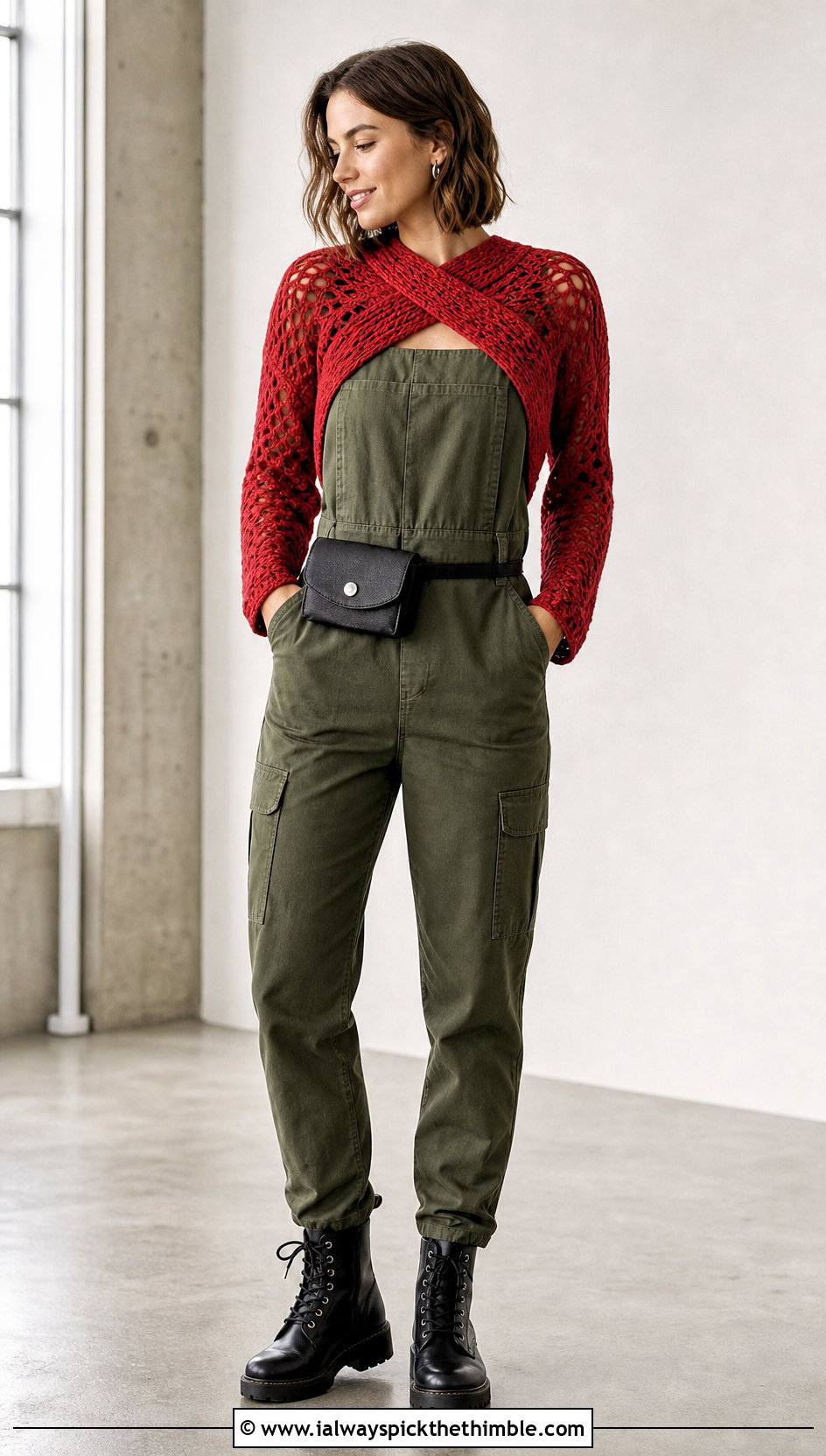 Cross My Heart Crochet Sweater With A Utility Jumpsuit - 20 Cross My Heart Crochet Sweater outfit ideas