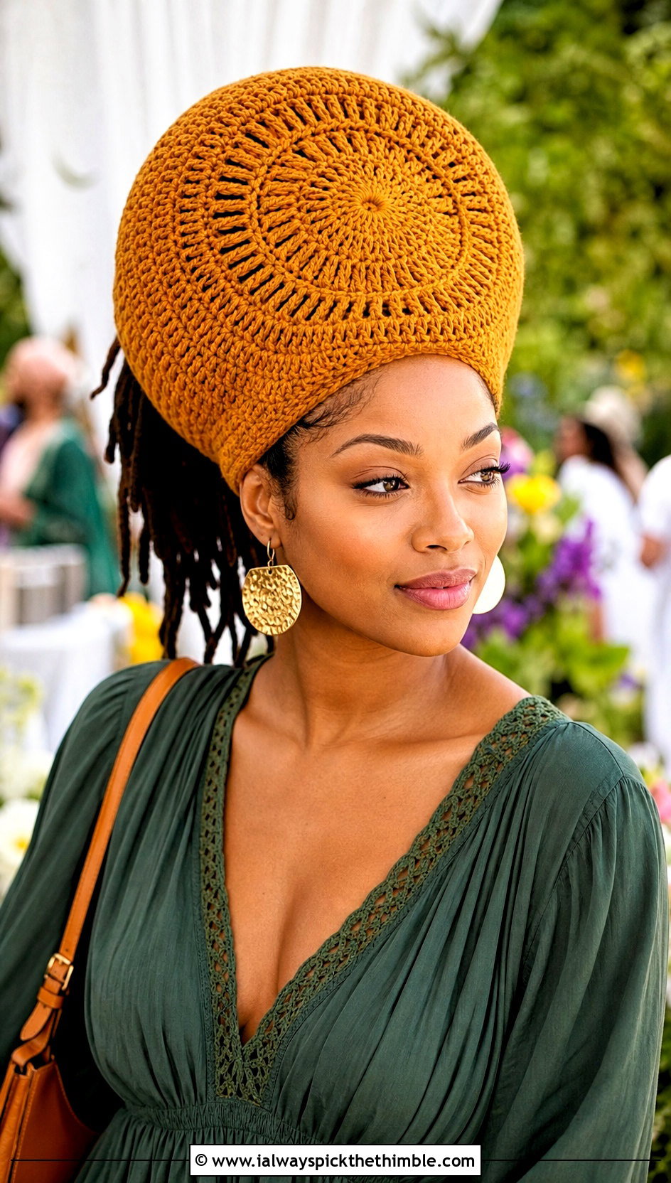 Crown Top Crochet Rasta Tam Hat With Maxi Dress - 20 crochet rasta tam hat outfit ideas