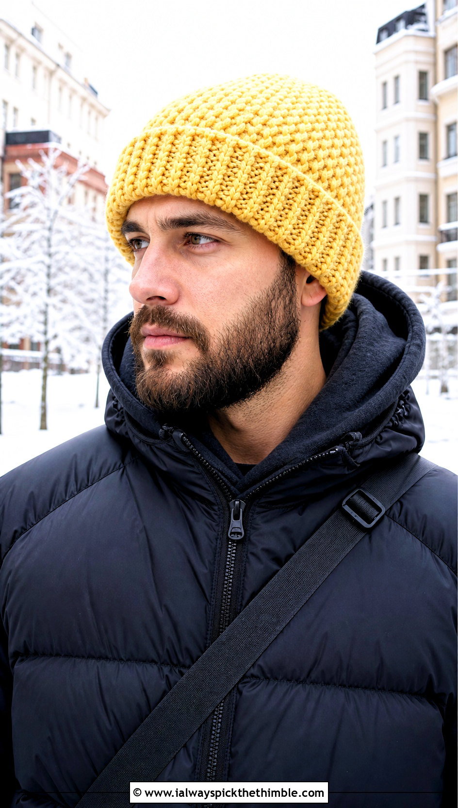 Cuffed Brawny Beanie With Puffer Jacket - 15 brawny beanie men's crochet hat outfit ideas