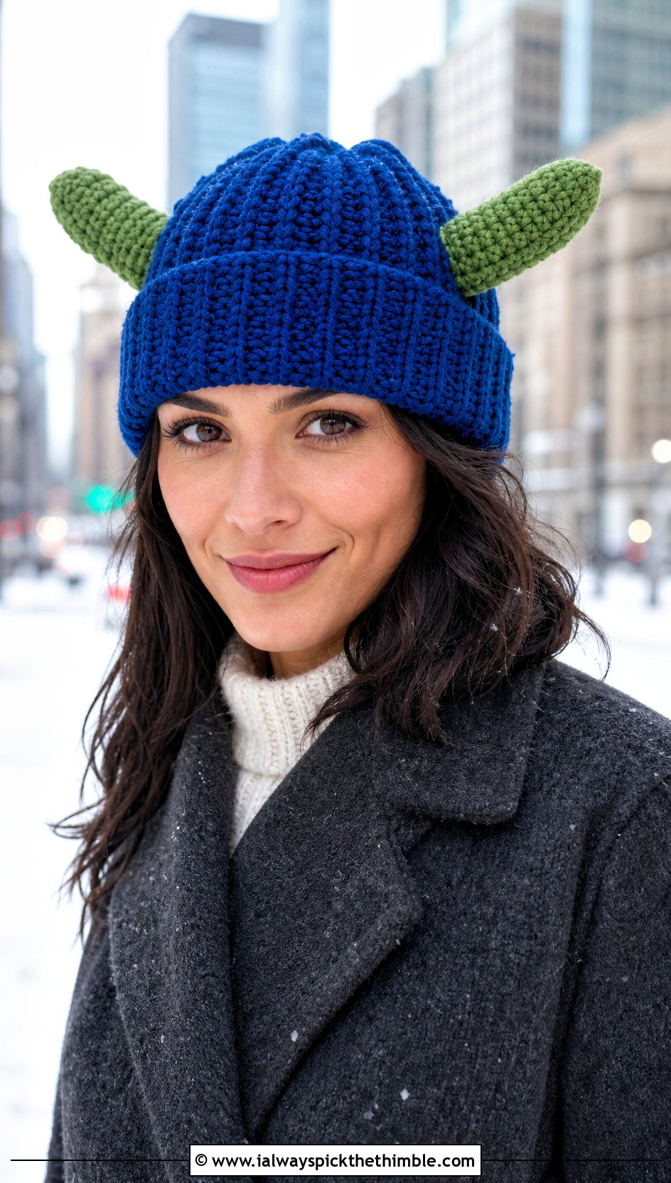 Cuffed Crochet Shrek Beanie With Oversized Coat - 25 crochet shrek hat outfit ideas