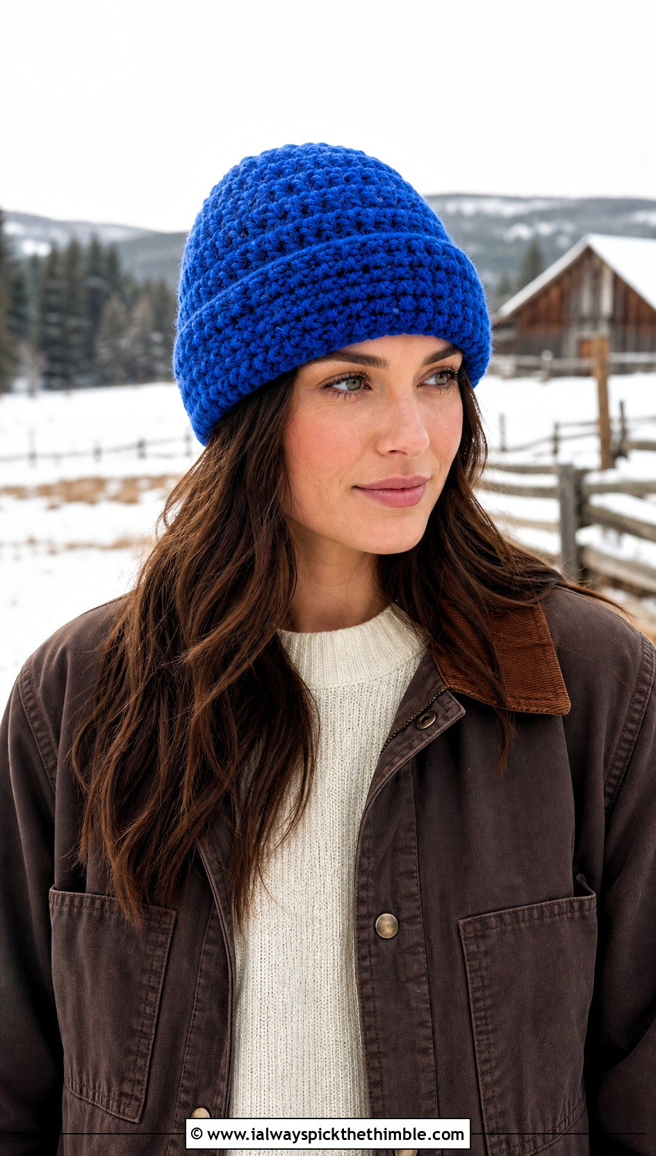 Cuffed Mountain Ridge Crochet Beanie With Barn Jacket - 15 Mountain Ridge Crochet Beanie outfit ideas