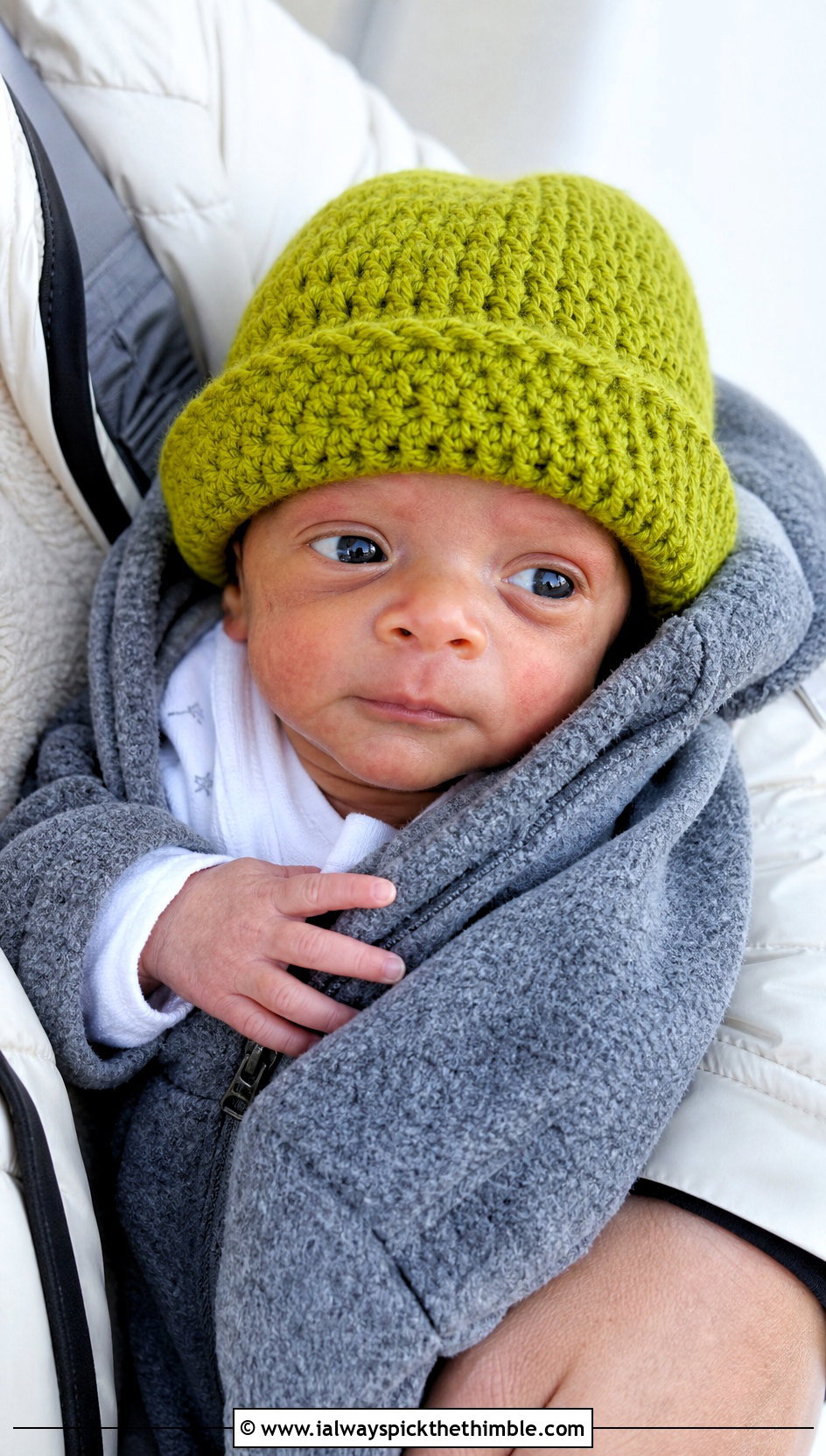 Cuffed Preemie Crochet Beanie With Fleece Bunting - 20 premie crochet beanie outfit ideas
