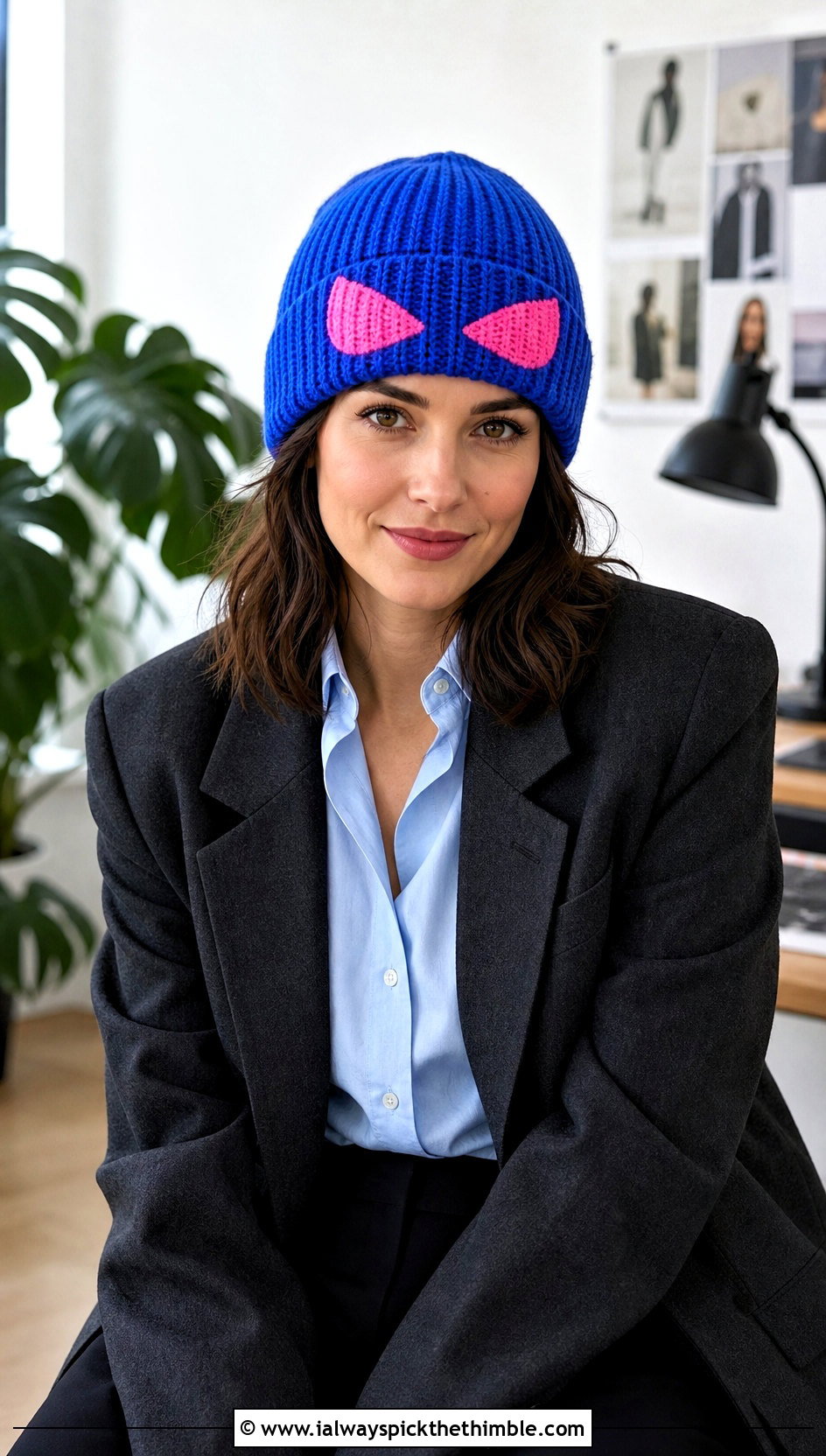 Cuffed Ribbed Mayday Crochet Beanie With Tailored Blazer - 20 mayday crochet beanie outfit ideas