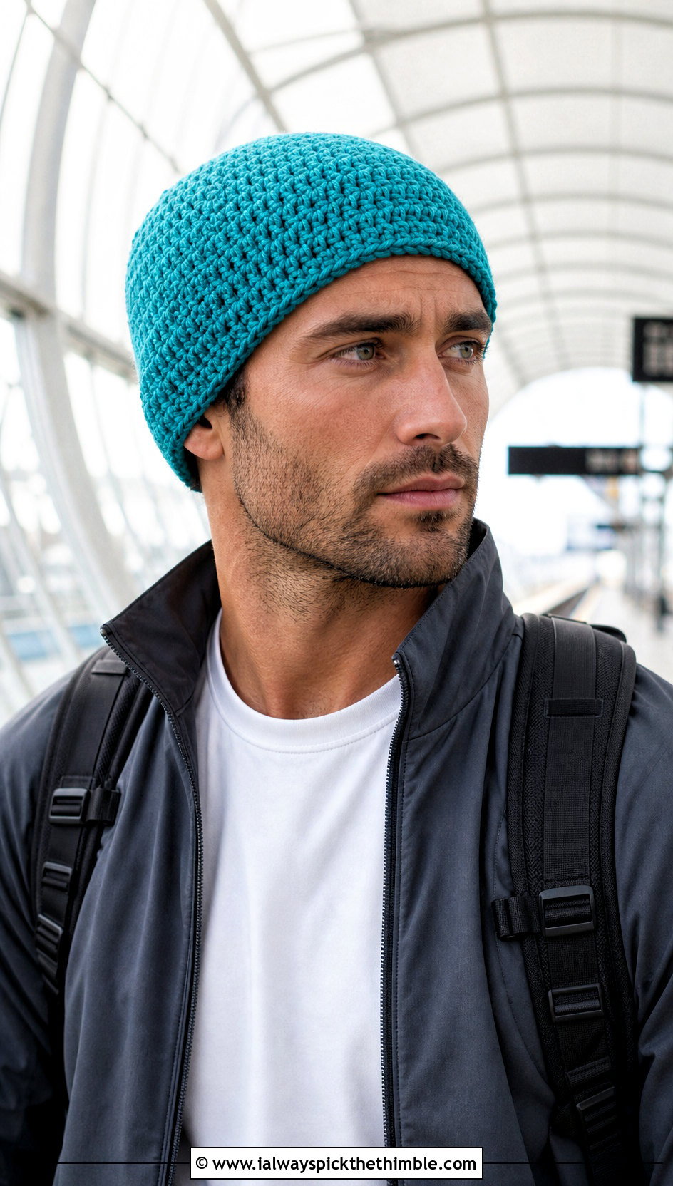Cuffless Brawny Beanie With Tracksuit - 15 brawny beanie men's crochet hat outfit ideas