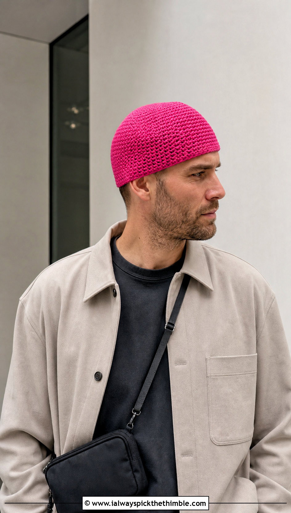 Cuffless Crochet Beanie With Minimalist Outfit - 25 mens crochet beanie outfit ideas