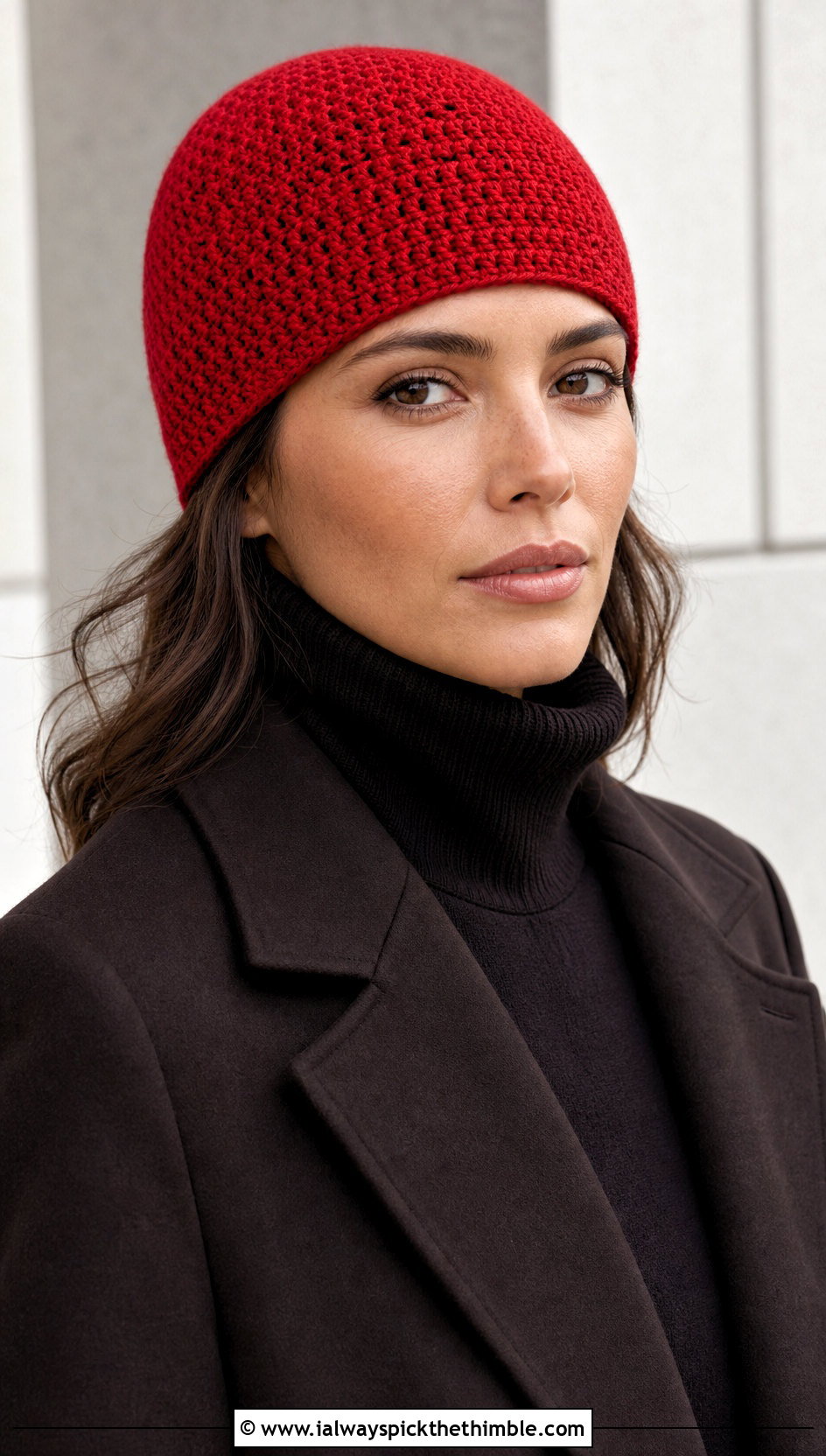 Cuffless Worsted Crochet Beanie With Minimal Monochrome Outfit - 15 Worsted Crochet Beanie outfit ideas
