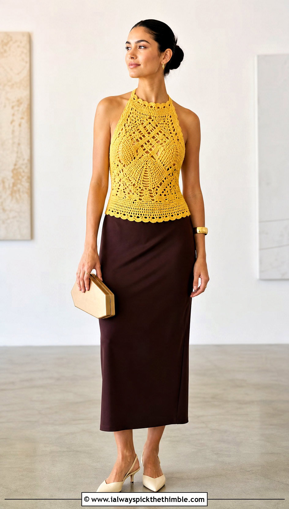 Cult Gaia Eres Corded Hem Crochet Top With Column Skirt - 20 cult gaia crochet top outfit ideas