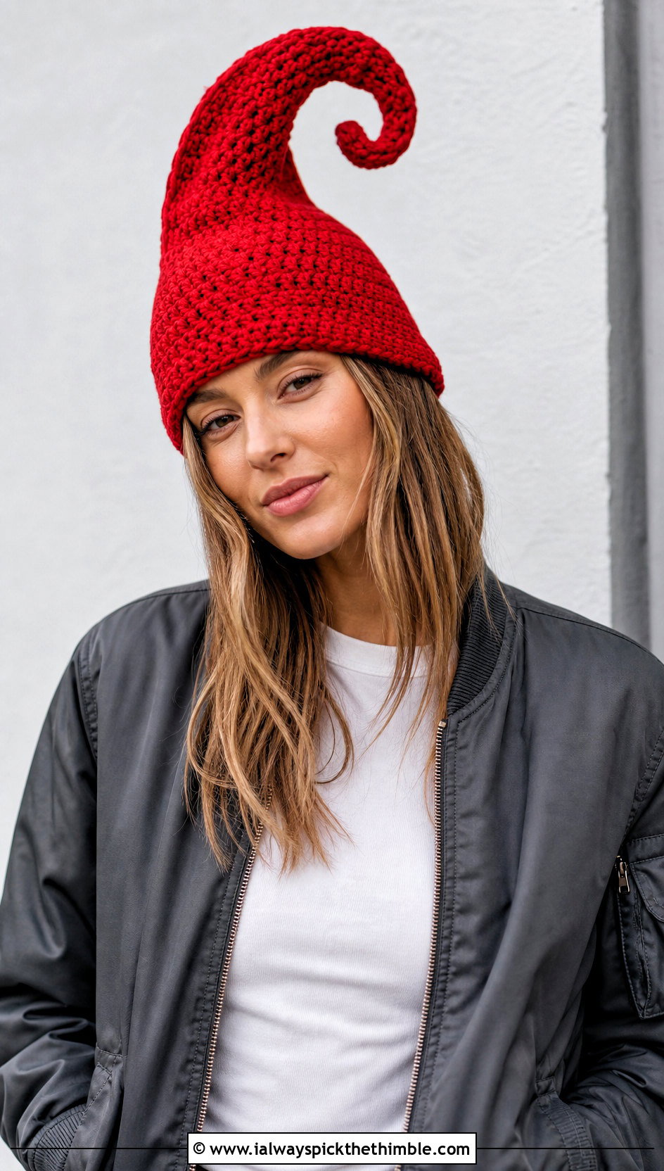 Curled Tip Crochet Cindy Lou Who Hat With Bomber Jacket - 20 Crochet Cindy Lou Who Hat outfit ideas