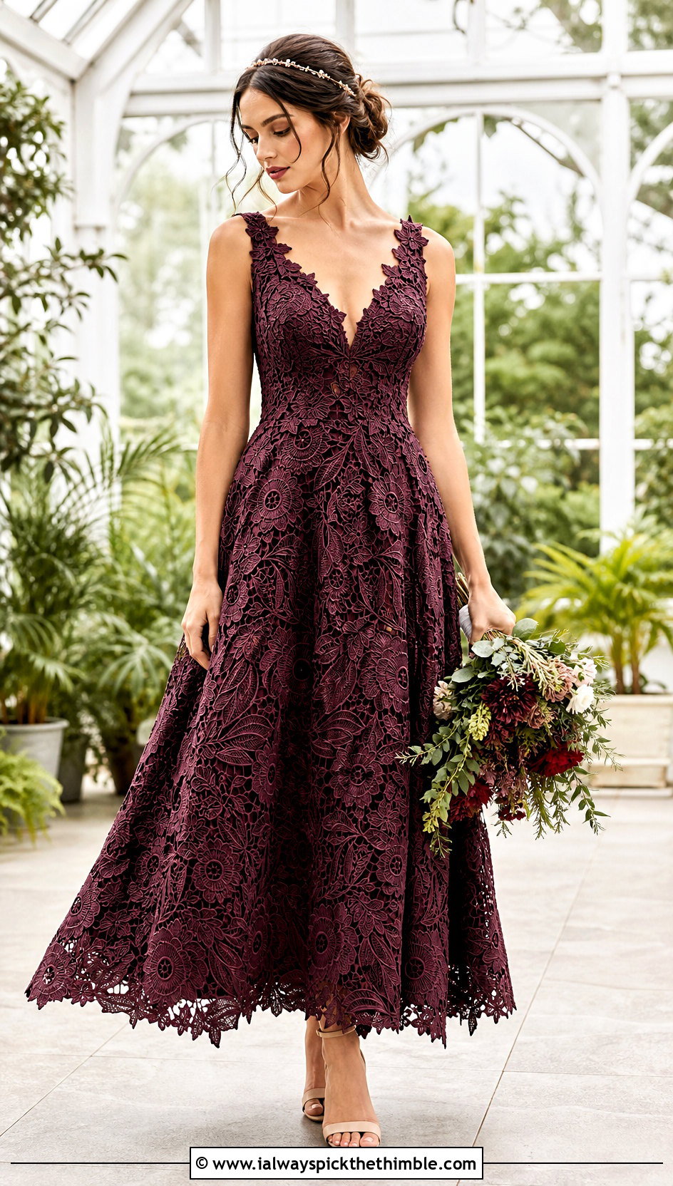DIY Floral Motif Fit And Flare Crochet Wedding Dress With Headband - 25 diy crochet wedding dress outfit ideas