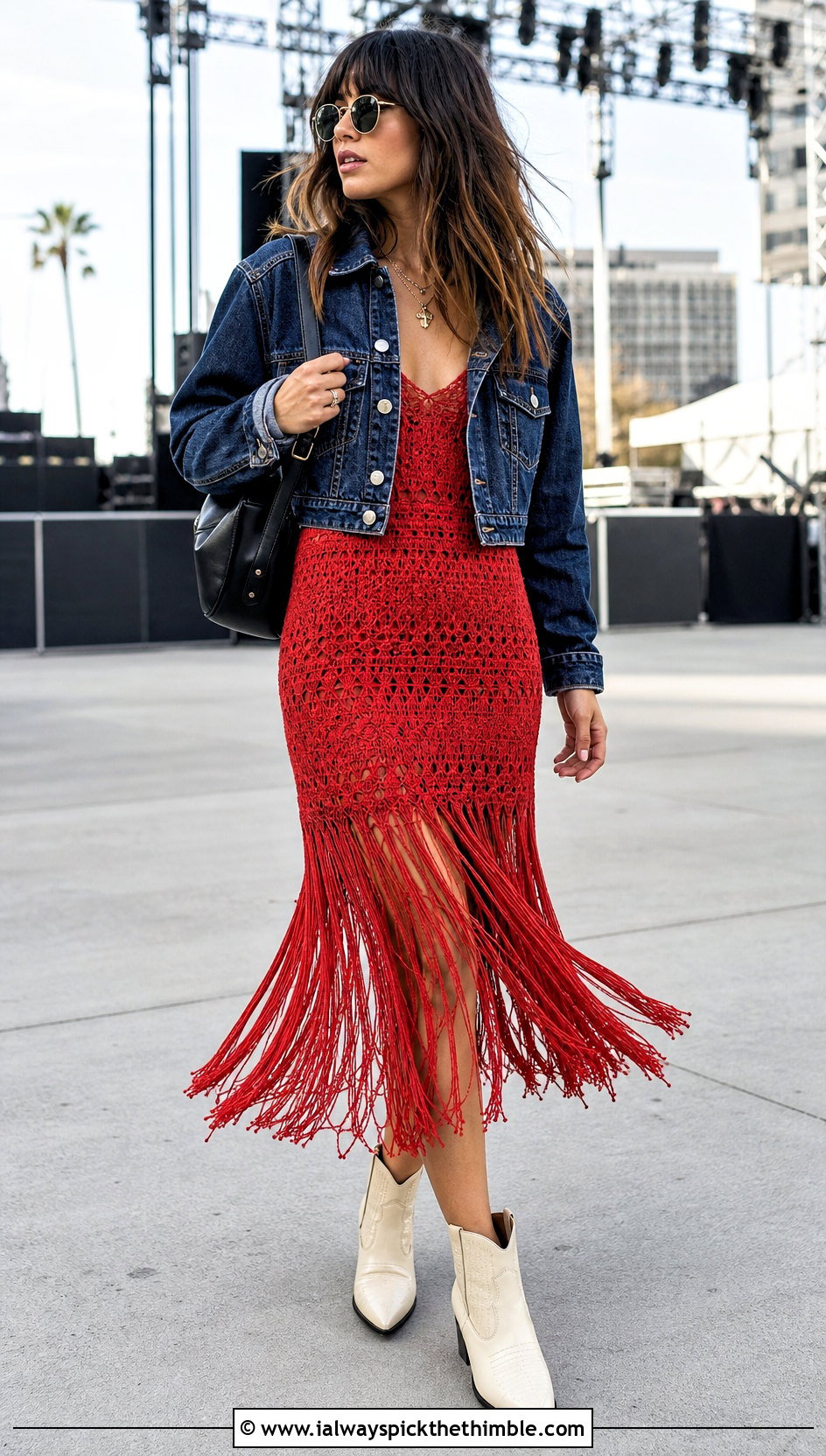 DIY Fringe Crochet Midi Dress With Western Boots - 25 diy crochet dress outfit ideas