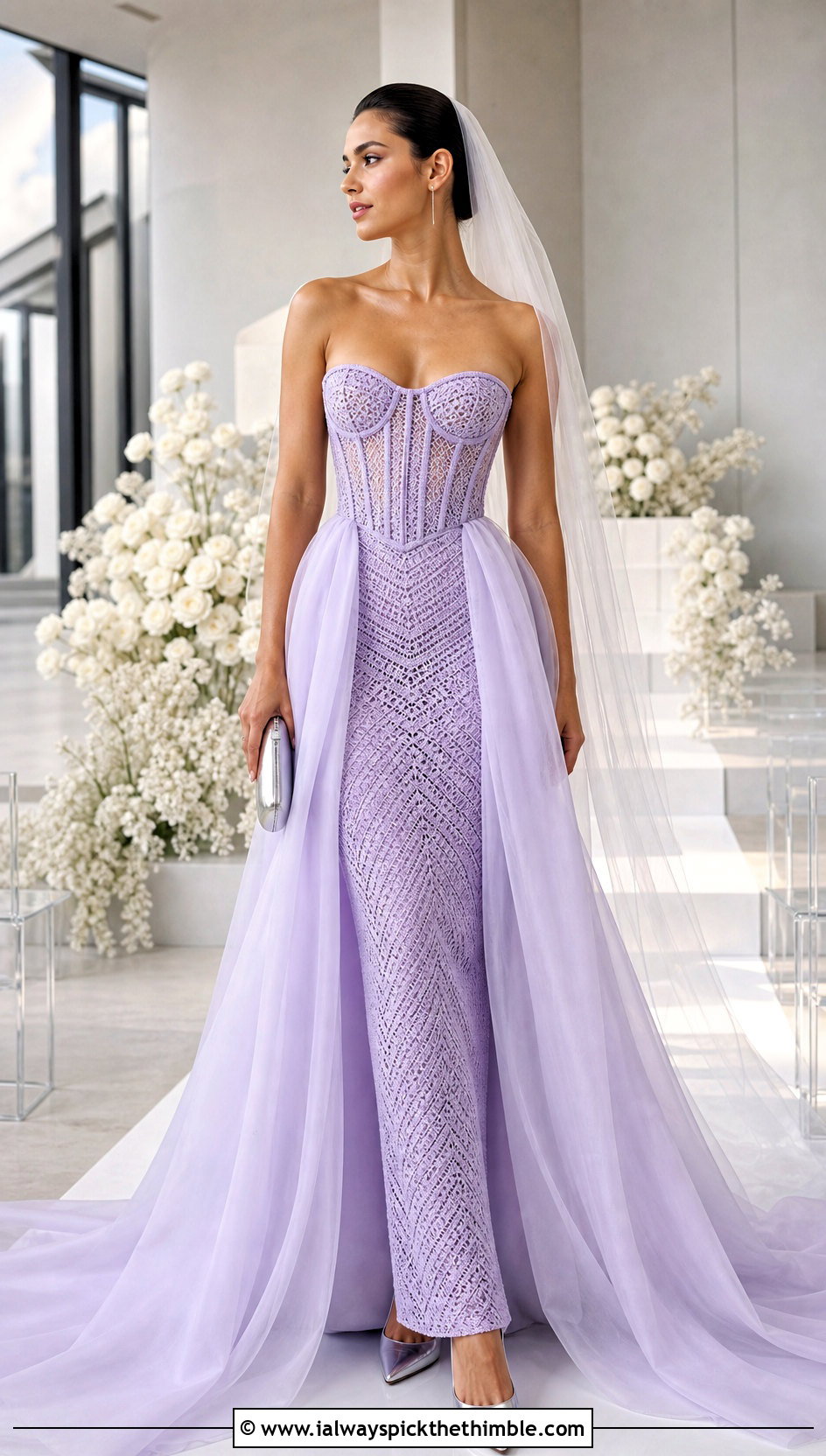 DIY Mesh Stitch Corset Crochet Wedding Dress With Organza Overskirt - 25 diy crochet wedding dress outfit ideas