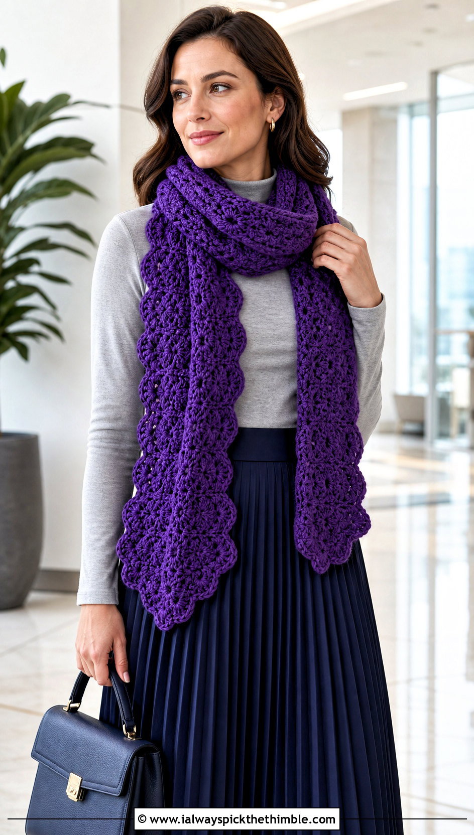 DK Yarn Shell Stitch Crochet Scarf With Pleated Skirt - 20 dk yarn crochet scarf outfit ideas
